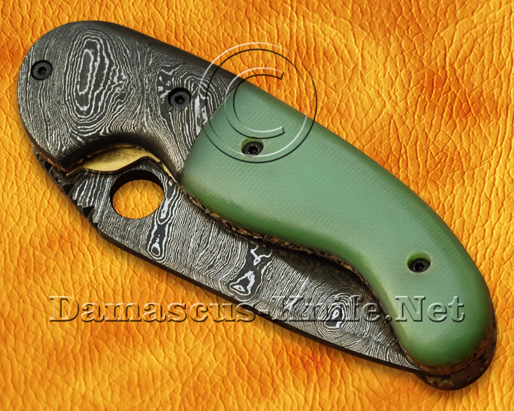 Personalized Handmade Damascus Steel Arts and Crafts Pocket Folding Knife Bone Handle - DFK765