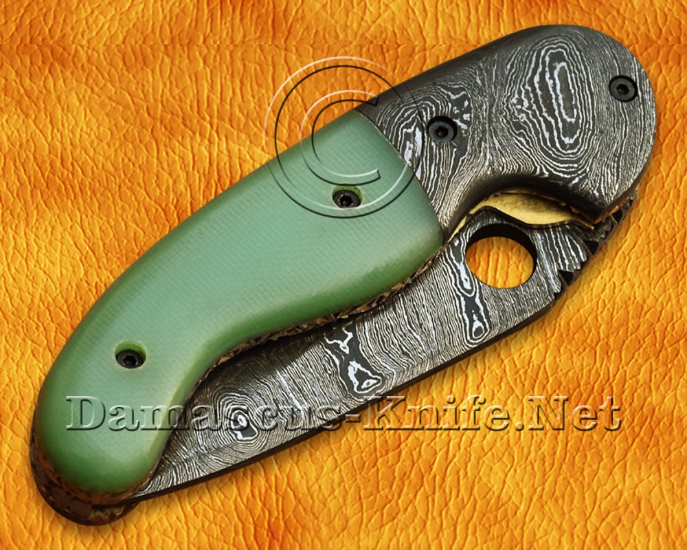 Personalized Handmade Damascus Steel Arts and Crafts Pocket Folding Knife Bone Handle - DFK765