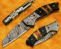 Custom Handmade Damascus Steel Folding Knife - Bone & Horn - FK769