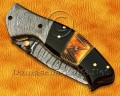 Custom Handmade Damascus Steel Folding Knife - Bone & Horn - FK769