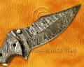 Personalized Scrimshaw Damascus Folding Knife - Bone Handle - FK770
