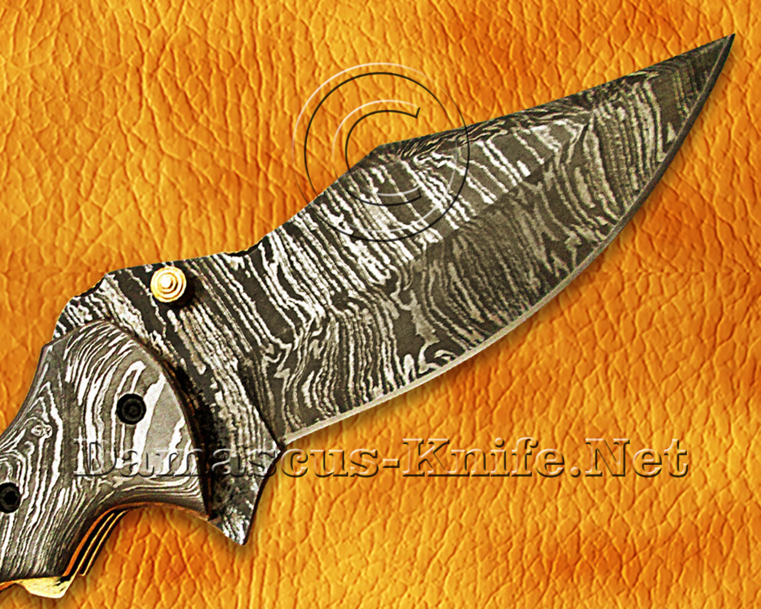 Personalized Scrimshaw Damascus Folding Knife - Bone Handle - FK770 Personalized Scrimshaw Damascus Folding Knife - Bone Handle - FK770