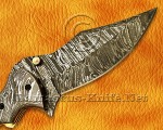 Personalized Scrimshaw Damascus Folding Knife - Bone Handle - FK770 Personalized Scrimshaw Damascus Folding Knife - Bone Handle - FK770