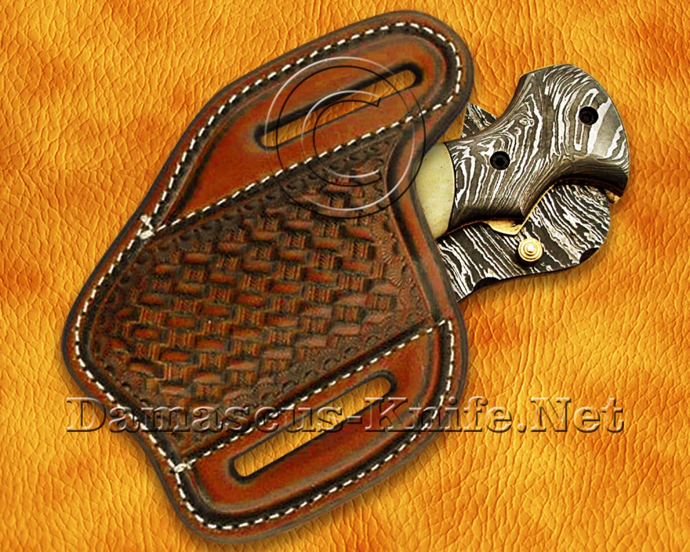 Personalized Scrimshaw Handmade Damascus Steel Arts and Crafts Pocket Folding Knife Bone Handle - DFK770 Personalized Scrimshaw Handmade Damascus Steel Arts and Crafts Pocket Folding Knife Bone Handle - DFK770