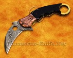 Personalized Damascus Steel Folding Artisan Implement - Copper & Bull Horn - FK771 Personalized Damascus Steel Folding Artisan Implement - Copper & Bull Horn - FK771