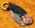 Personalized Damascus Steel Hawkbill Folding Knife - Copper & Bull Horn - FK771 Personalized Damascus Steel Hawkbill Folding Knife - Copper & Bull Horn - FK771