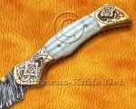 Personalized Scrimshaw Damascus Folding Knife - Bone & Copper - FK804 Personalized Scrimshaw Damascus Folding Knife - Bone & Copper - FK804
