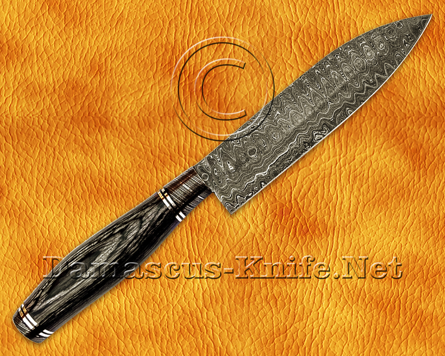 Personalized 5-Piece Damascus Chef Knife Set - Pakka Wood - CK672 Personalized 5-Piece Damascus Chef Knife Set - Pakka Wood - CK672