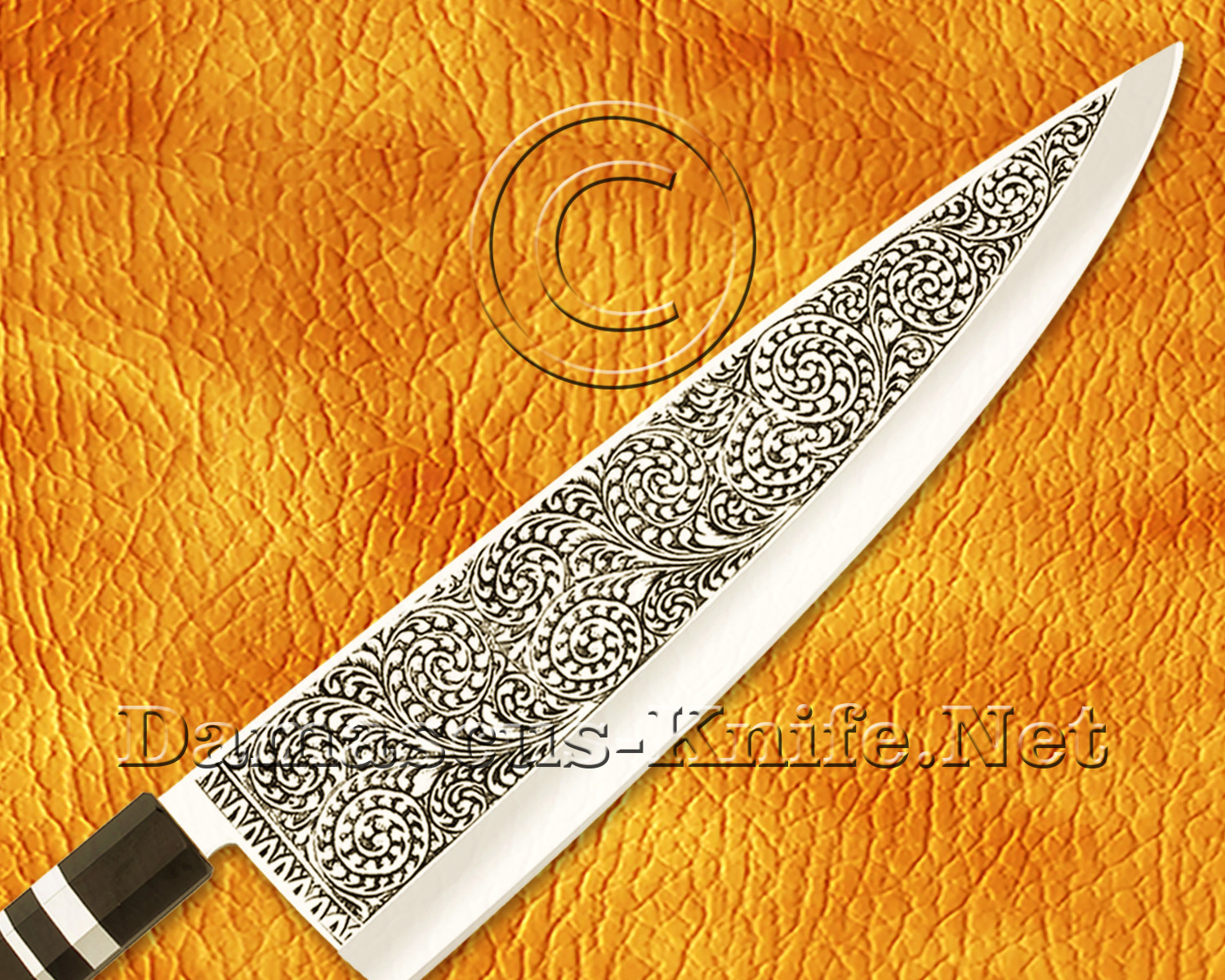 Personalized Hand Engraved 12C27 Gyuto Chef Knife - CK682 Personalized Hand Engraved 12C27 Gyuto Chef Knife - CK682