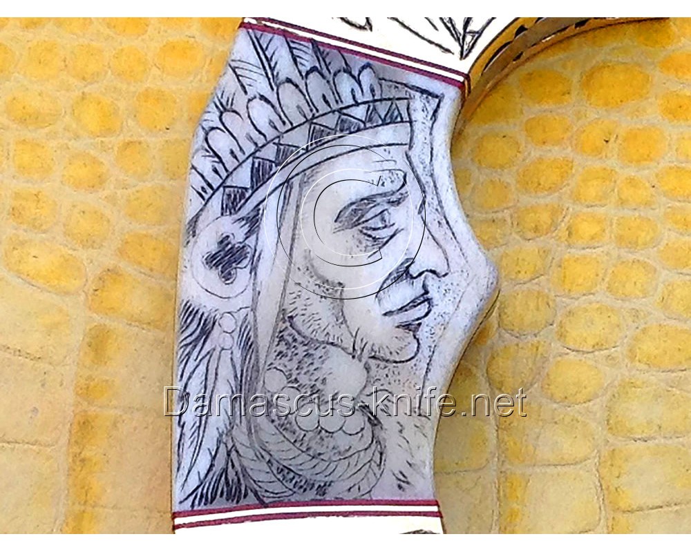 Custom Handmade Damascus Steel Curved Hawkbill Knife - Scrimshaw Bone Handle - DKK721 Custom Handmade Damascus Steel Curved Hawkbill Knife - Scrimshaw Bone Handle - DKK721