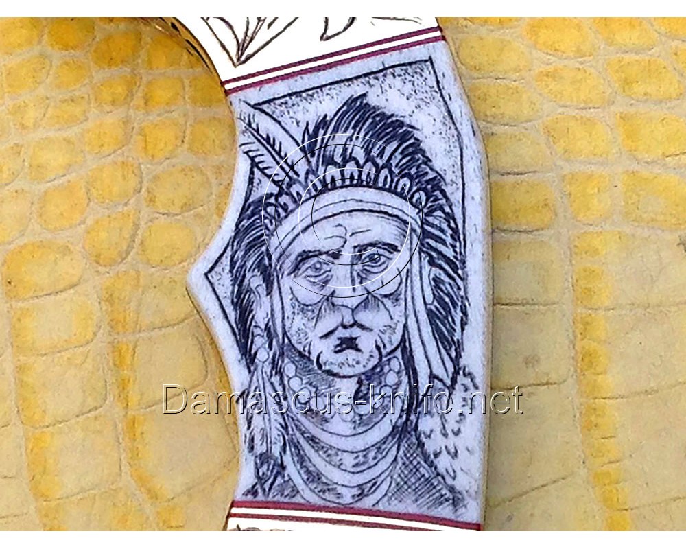 Custom Handmade Damascus Steel Curved Hawkbill Knife - Scrimshaw Bone Handle - DKK721 Custom Handmade Damascus Steel Curved Hawkbill Knife - Scrimshaw Bone Handle - DKK721