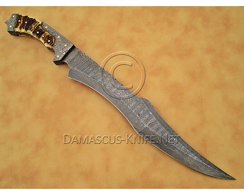Personalized Handmade Damascus Steel Hunting and Survival Arts and Crafts Bowie Knife Stag Handle - DHK885 Personalized Handmade Damascus Steel Hunting and Survival Arts and Crafts Bowie Knife Stag Handle - DHK885