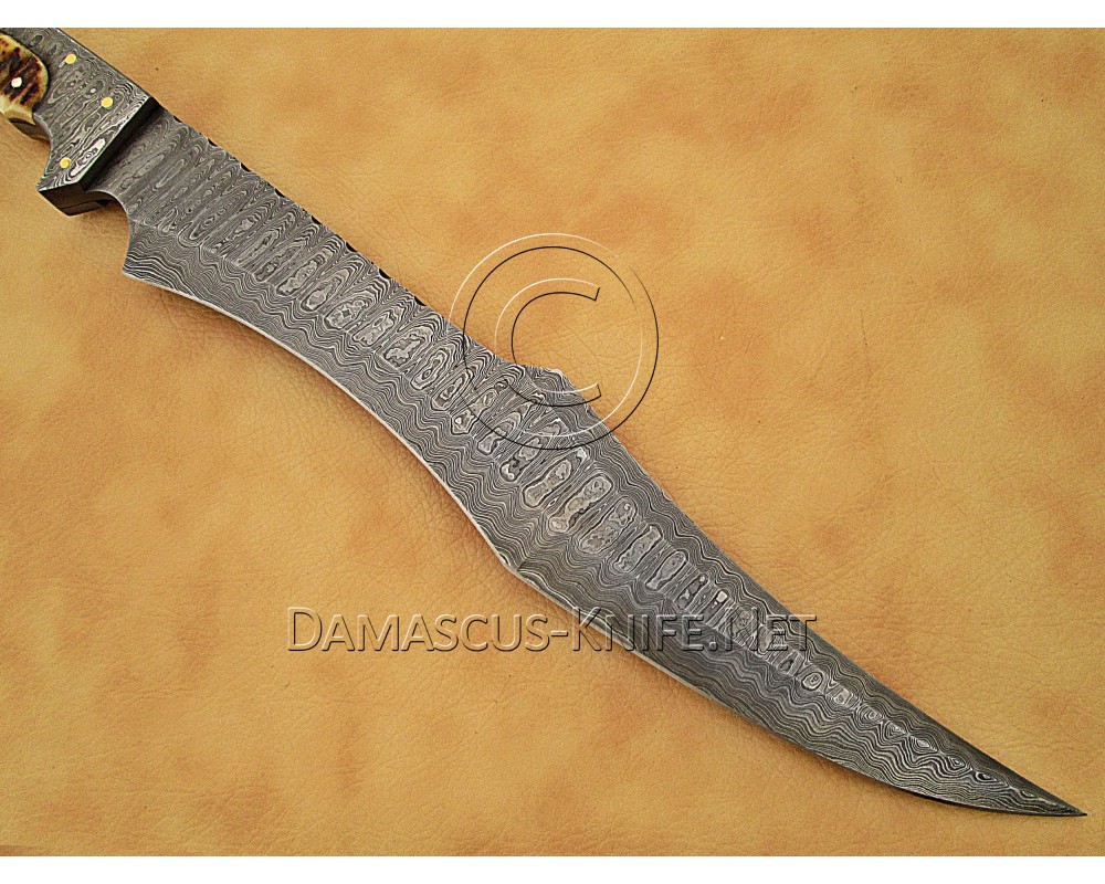 Personalized Handmade Damascus Steel Hunting and Survival Arts and Crafts Bowie Knife Stag Handle - DHK885 Personalized Handmade Damascus Steel Hunting and Survival Arts and Crafts Bowie Knife Stag Handle - DHK885