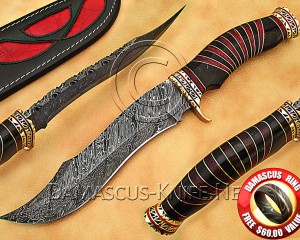 Personalized Handmade Damascus Steel Arts and Crafts Hunting and Survival Bowie Knife Horn Handle - DHK887