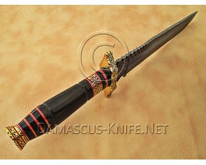 Personalized Handmade Damascus Steel Arts and Crafts Hunting and Survival Bowie Knife Horn Handle - DHK888