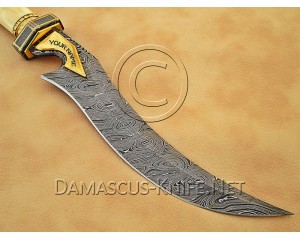 Personalized Handmade Damascus Steel Arts and Crafts Hunting and Survival Bowie Knife Bone Handle