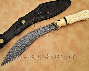 Personalized Handmade Damascus Steel Arts and Crafts Hunting and Survival Kukri Knife Bone Handle - DHK900 Personalized Handmade Damascus Steel Arts and Crafts Hunting and Survival Kukri Knife Bone Handle - DHK900