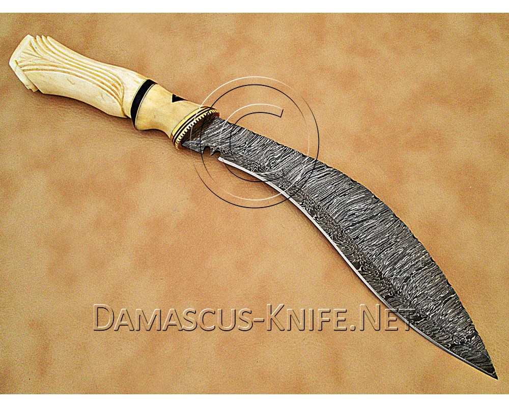 Personalized Handmade Damascus Steel Arts and Crafts Hunting and Survival Kukri Knife Bone Handle - DHK900 Personalized Handmade Damascus Steel Arts and Crafts Hunting and Survival Kukri Knife Bone Handle - DHK900