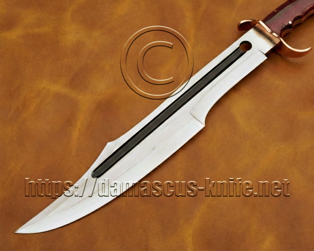21" Custom Bowie Knife (Mini Sword) - Sandvik 12C27 Steel & Purpleheart Wood - Leather Sheath