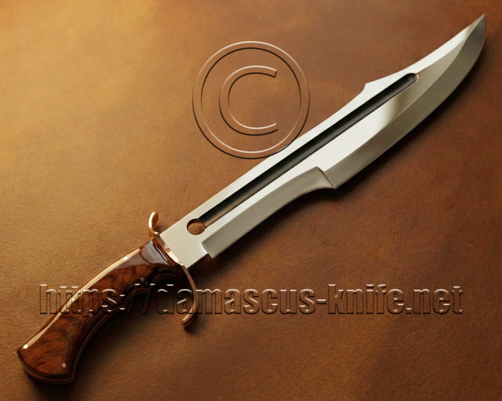 21" Custom Bowie Knife (Mini Sword) - Sandvik 12C27 Steel & Mahogany Wood - Leather Sheath 21" Custom Bowie Knife (Mini Sword) - Sandvik 12C27 Steel & Mahogany Wood - Leather Sheath