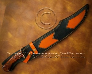 21" Custom Bowie Knife (Mini Sword) - Sandvik 12C27 Steel & Mahogany Wood - Leather Sheath