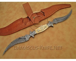 Personalized Handmade Damascus Steel Arts and Crafts Halide Hunting and Survival Knife Bone Handle - DHK952 Personalized Handmade Damascus Steel Arts and Crafts Halide Hunting and Survival Knife Bone Handle - DHK952
