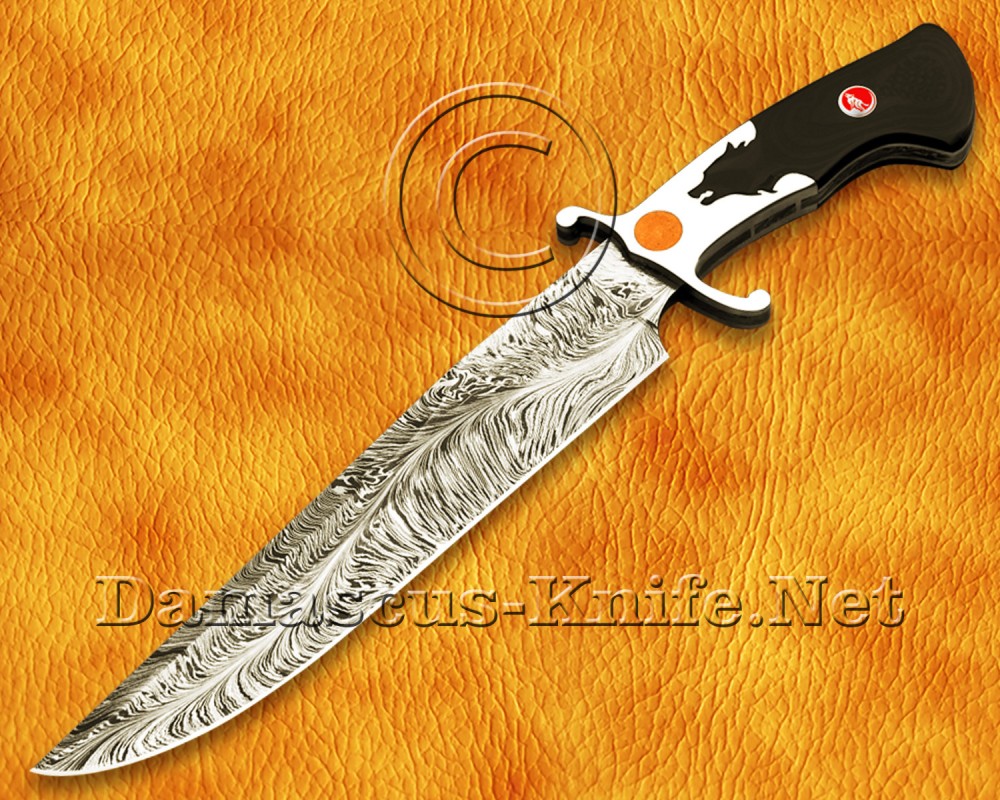 Personalized Handmade Damascus Steel Hunting and Survival Bowie Craft Knife Wolf Crafting G10 Micarta Handle - DHK964 Personalized Handmade Damascus Steel Hunting and Survival Bowie Craft Knife Wolf Crafting G10 Micarta Handle - DHK964