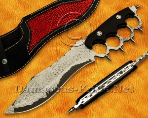 Custom Handmade Damascus Steel Fixed Blade Knife - G10 Micarta Handle - DHK967