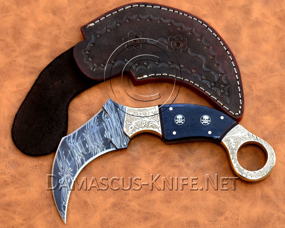 Personalized Handmade Damascus Steel Arts and Crafts Hunting and Survival Karambit Knife Bone Handle Personalized Handmade Damascus Steel Arts and Crafts Hunting and Survival Karambit Knife Bone Handle