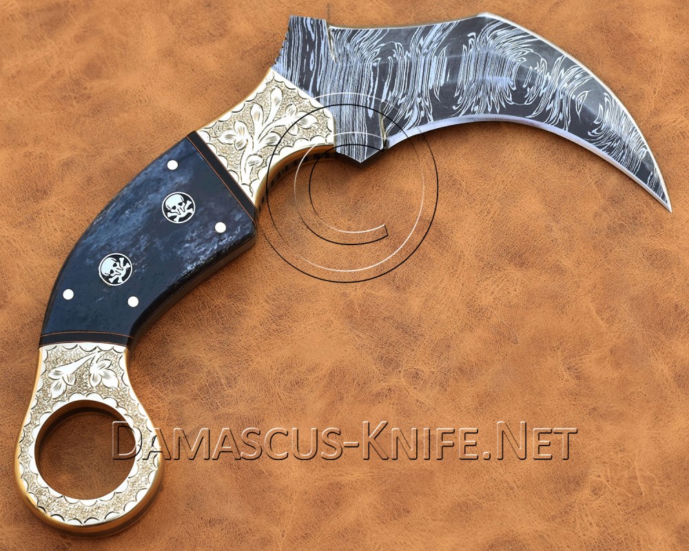 Personalized Handmade Damascus Steel Arts and Crafts Hunting and Survival Karambit Knife Bone Handle Personalized Handmade Damascus Steel Arts and Crafts Hunting and Survival Karambit Knife Bone Handle