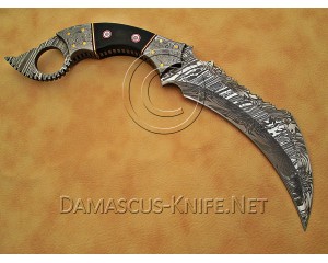 Personalized Handmade Damascus Steel Arts and Crafts Hunting and Survival Karambit Knife