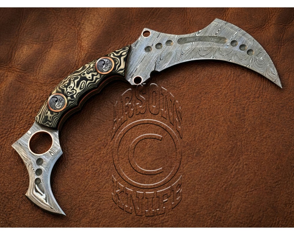 Custom Handmade Damascus Steel Arts and Crafts Hunting and Survival Karambit Knife - G10 Micarta Handle - DHK723 Custom Handmade Damascus Steel Arts and Crafts Hunting and Survival Karambit Knife - G10 Micarta Handle - DHK723