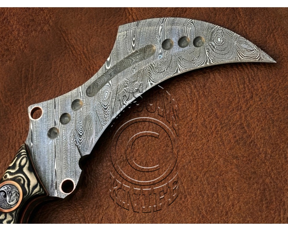 Custom Handmade Damascus Steel Arts and Crafts Hunting and Survival Karambit Knife - G10 Micarta Handle - DHK723 Custom Handmade Damascus Steel Arts and Crafts Hunting and Survival Karambit Knife - G10 Micarta Handle - DHK723