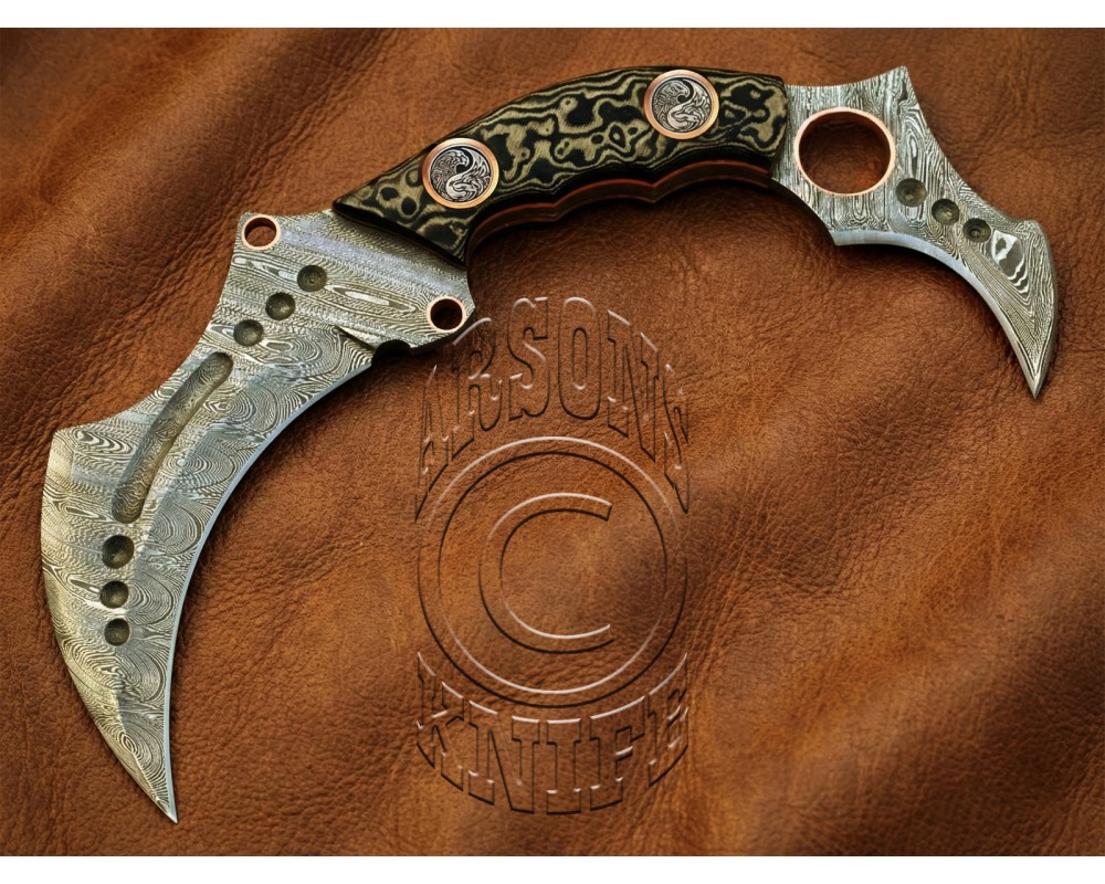 Custom Handmade Damascus Steel Arts and Crafts Hunting and Survival Karambit Knife - G10 Micarta Handle - DHK723 Custom Handmade Damascus Steel Arts and Crafts Hunting and Survival Karambit Knife - G10 Micarta Handle - DHK723