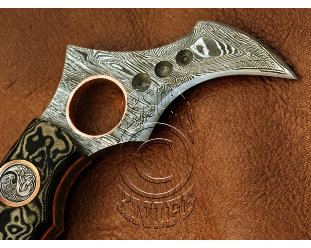 Custom Handmade Damascus Steel Arts and Crafts Hunting and Survival Karambit Knife - G10 Micarta Handle - DHK723 Custom Handmade Damascus Steel Arts and Crafts Hunting and Survival Karambit Knife - G10 Micarta Handle - DHK723