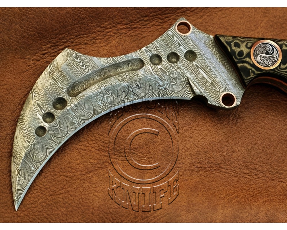Custom Handmade Damascus Steel Arts and Crafts Hunting and Survival Karambit Knife - G10 Micarta Handle - DHK723 Custom Handmade Damascus Steel Arts and Crafts Hunting and Survival Karambit Knife - G10 Micarta Handle - DHK723
