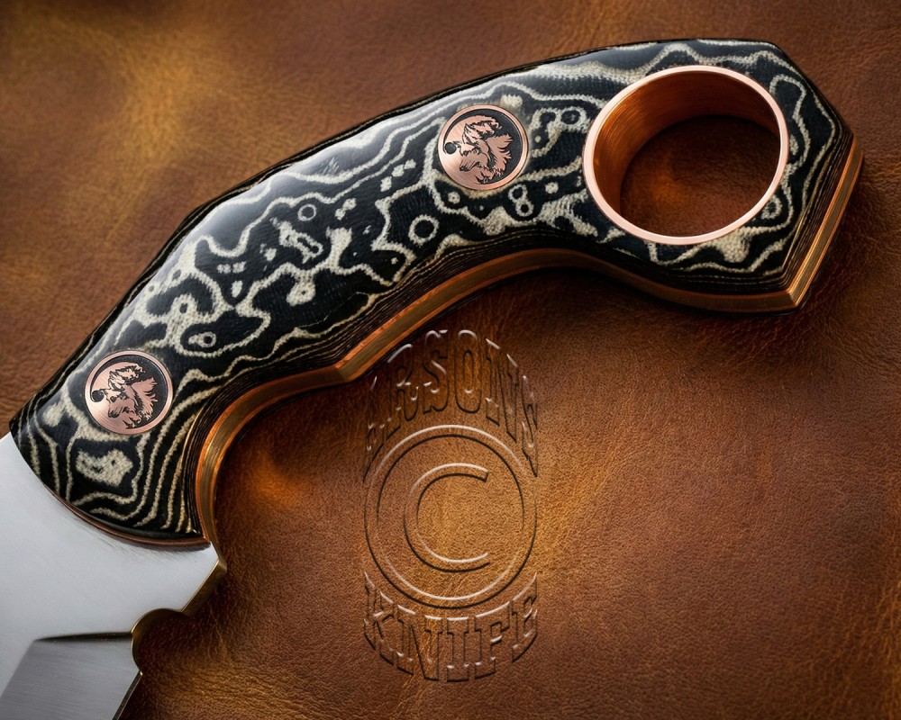 Custom Handmade Damascus Steel Arts and Crafts Hunting and Survival Karambit Knife - G10 Micarta Glassy Handle - DHK724