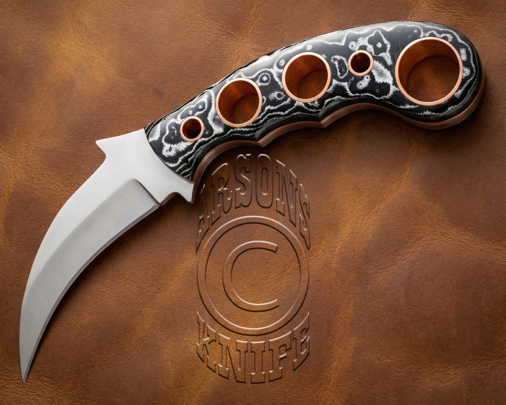 Custom Handmade Damascus Steel Arts and Crafts Hunting and Survival Karambit Knife - G10 Micarta Glassy Handle - DHK725
