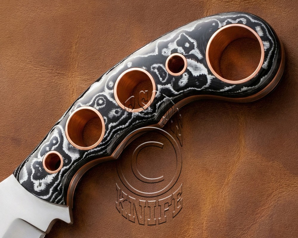 Custom Handmade Damascus Steel Arts and Crafts Hunting and Survival Karambit Knife - G10 Micarta Glassy Handle - DHK725