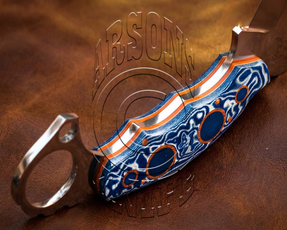 Custom Handmade Damascus Steel Arts and Crafts Hunting and Survival Karambit Knife - G10 Micarta Glassy Handle - DHK726