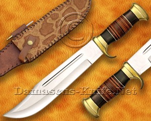 Custom Handmade VG-10 Steel Bowie Outback Knife - Micarta & Leather Handle - SHK969