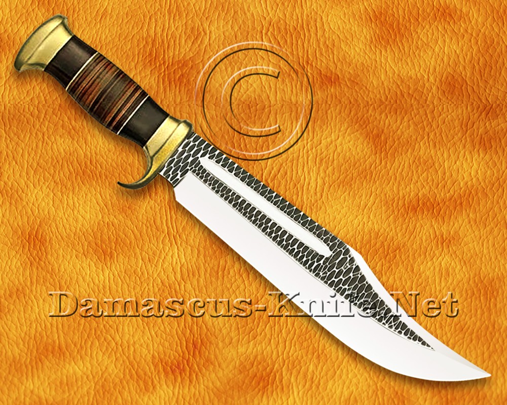 Personalized Handmade Stainless Steel Arts and Crafts Hunting and Survival Bowie Outback Knife Leather Handle - SHK970