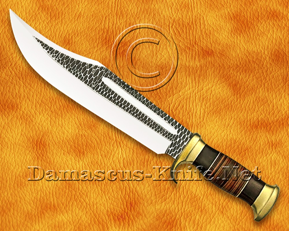 Personalized Handmade Stainless Steel Arts and Crafts Hunting and Survival Bowie Outback Knife Leather Handle - SHK970