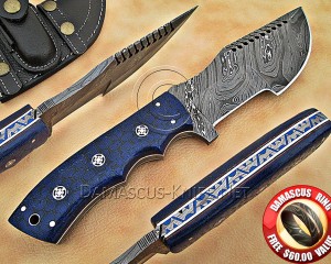 Lot of 7 Custom Handmade Damascus Steel Tracker Knives - Multi-Color G10 - TK1001