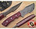 Lot of 7 Custom Handmade Damascus Steel Tracker Knives - Multi-Color G10 - TK1001