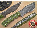 Lot of 7 Custom Handmade Damascus Steel Tracker Knives - Multi-Color G10 - TK1001