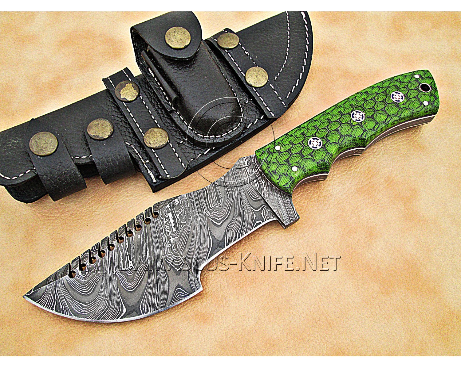 Artisan Damascus Multi-Zone Field-Utility Implement - Green G10 - TK1003