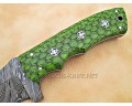 Custom Handmade Damascus Steel Outdoor Tracker Knife - Green G10 - TK1003