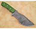 Custom Handmade Damascus Steel Outdoor Tracker Knife - Green G10 - TK1003