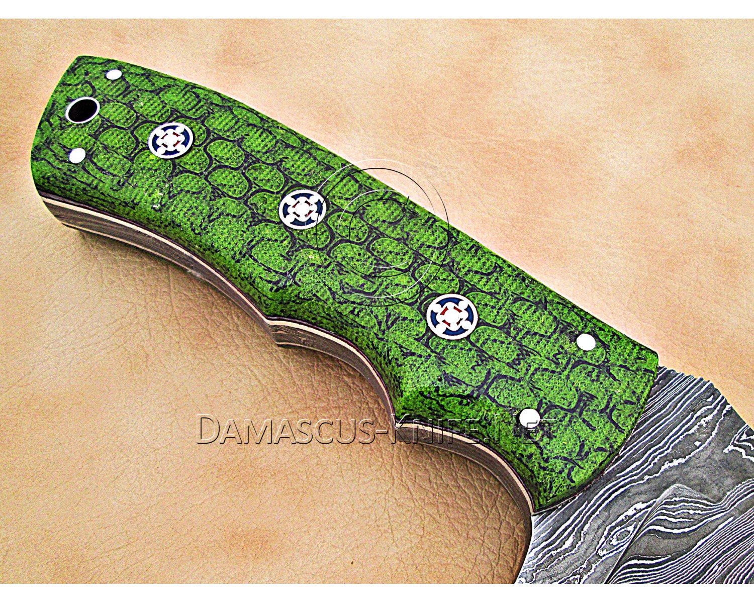 Artisan Damascus Multi-Zone Field-Utility Implement - Green G10 - TK1003